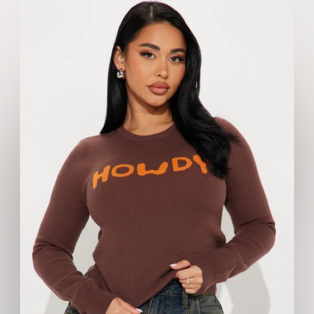 Fashion Nova “Howdy” Knit Sweater Westerncore | Nashville Vibes Size Small NEW - Picture 2 of 5